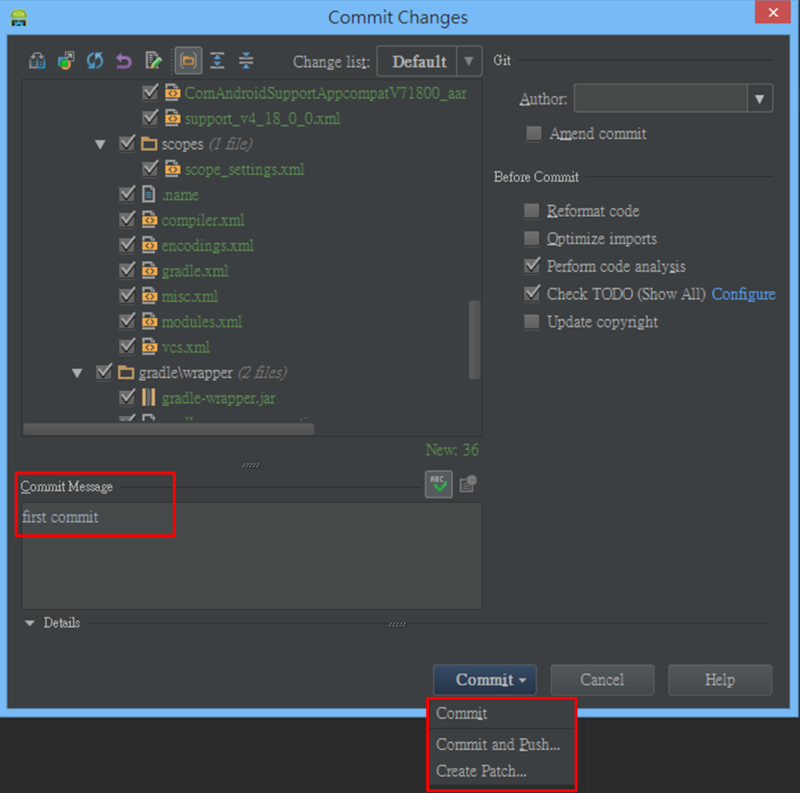 android studio git push